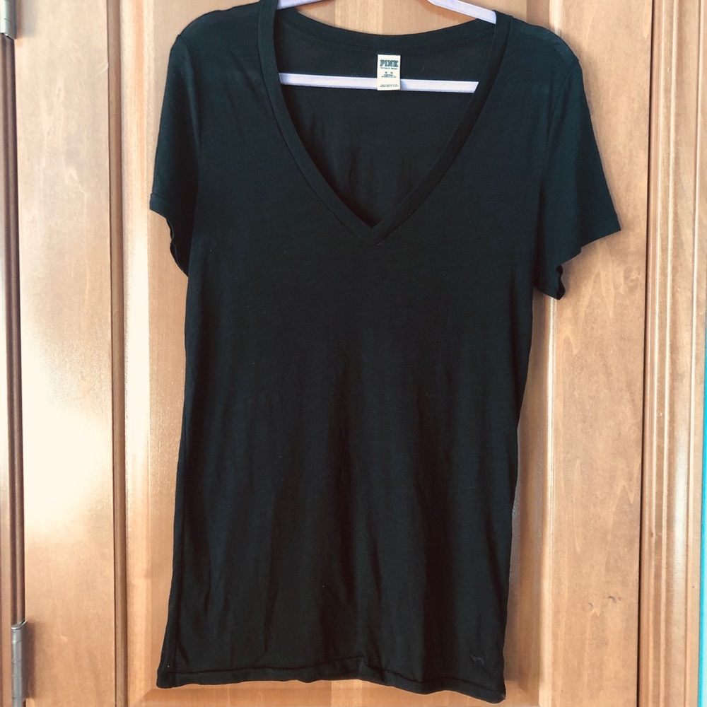 Victoria’s Secret PINK Black V-neck T-shirt